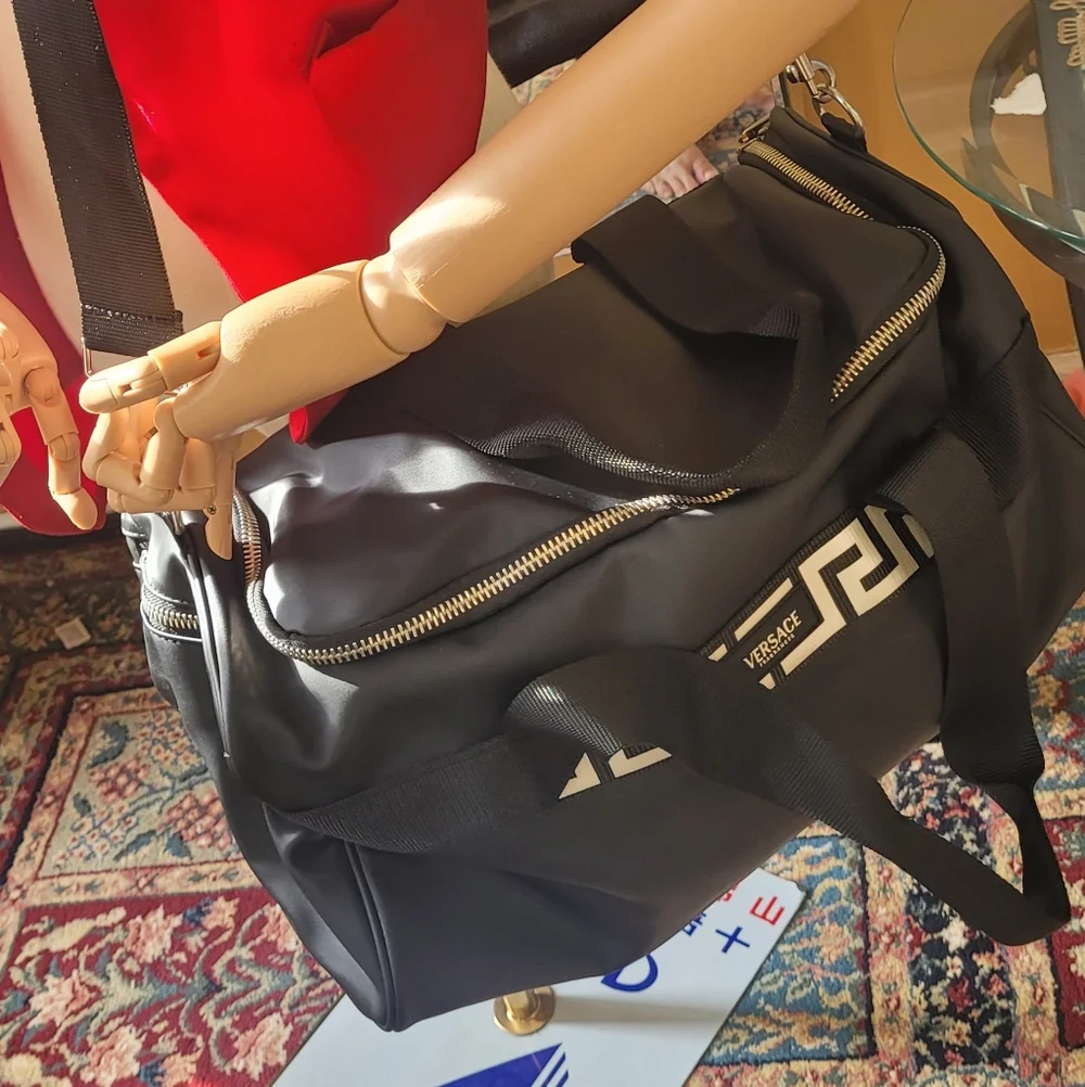 Versace Overnight Weekend Duffle Bag - Color: Black